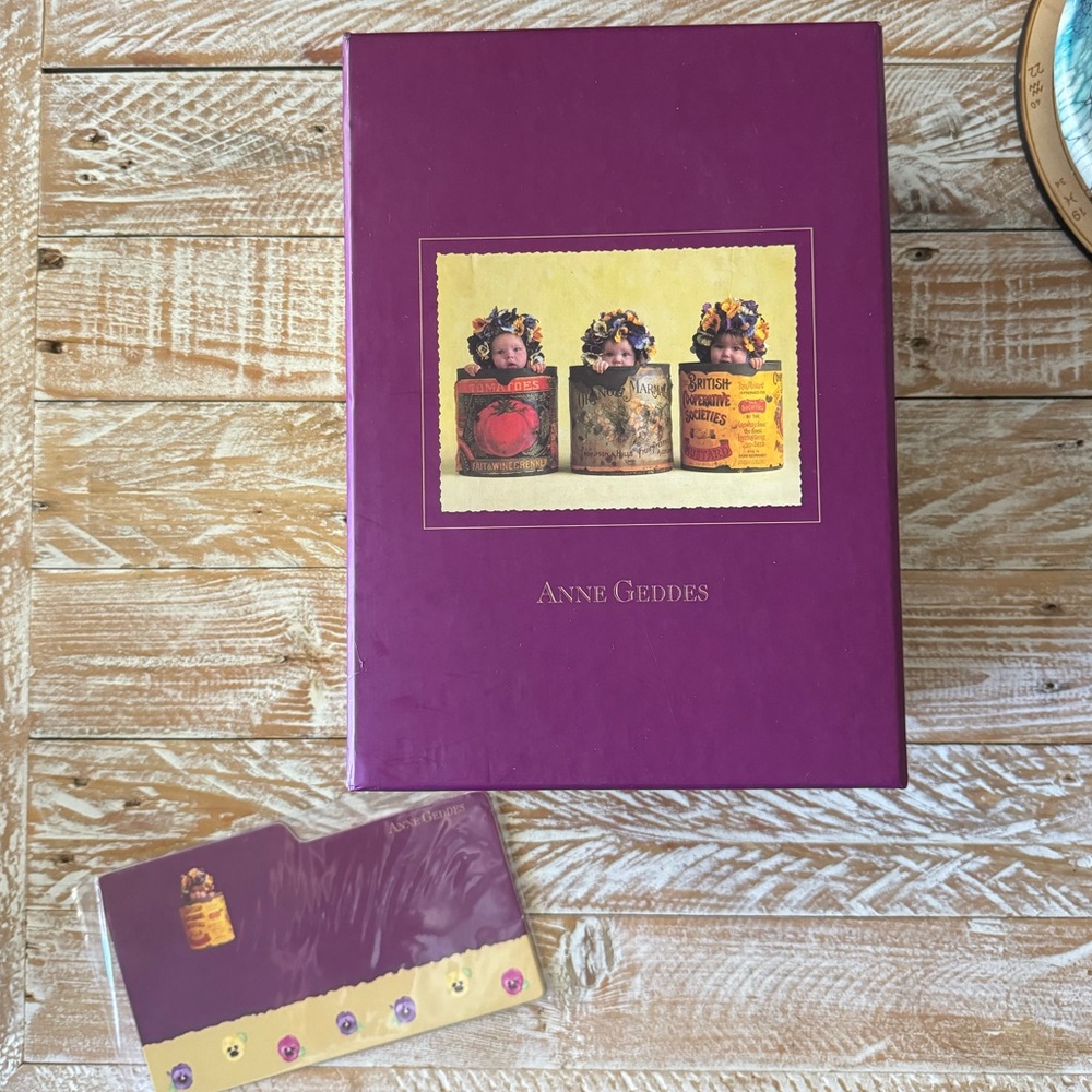 🦄🌸Rare! Anne Geddes Pansies Photo Box w/ Dividers🌸